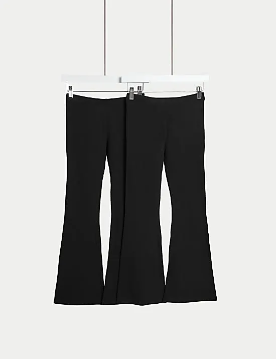2er-Pack Leggings mit hohem Baumwollanteil und ausgestelltem Bein (6–16 J.)