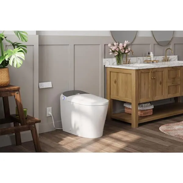HOROW Tankless Elongated Smart Toilet Bidet in White with Auto Flush, Heated Seat, Warm Air Dryer, Bubble Infusion Wash