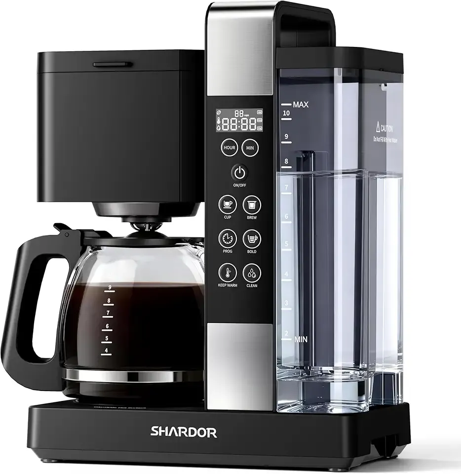 10-Cup Coffee Maker, Programmable Drip Coffee Machine with 2–10 Cup Setting, Adjustable Keep-Warm Control, Removable 50oz Water Tank, Brew Strength Control & Brew Pause, Black