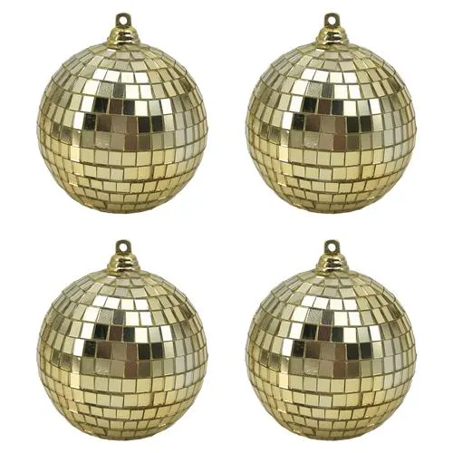 Enchanted Forest® 80mm Champagne Gold Mirror Shatterproof Ornaments - 4 Pack