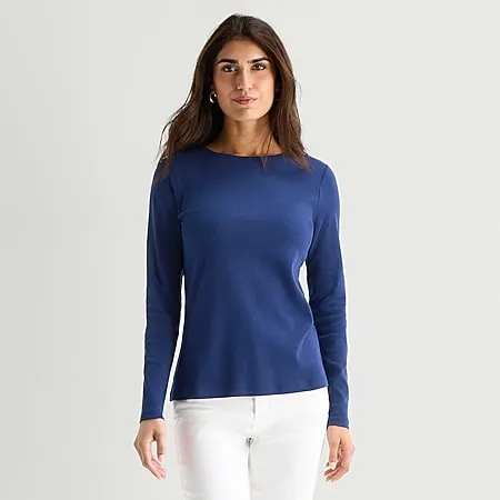 St. John's Bay Womens Crew Neck Long Sleeve T-Shirt