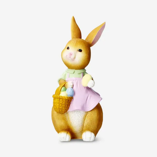 Decorative Easter rabbit holding a basket - 21 cm
