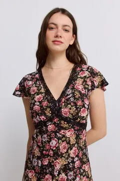 Vestido midi estampado lace