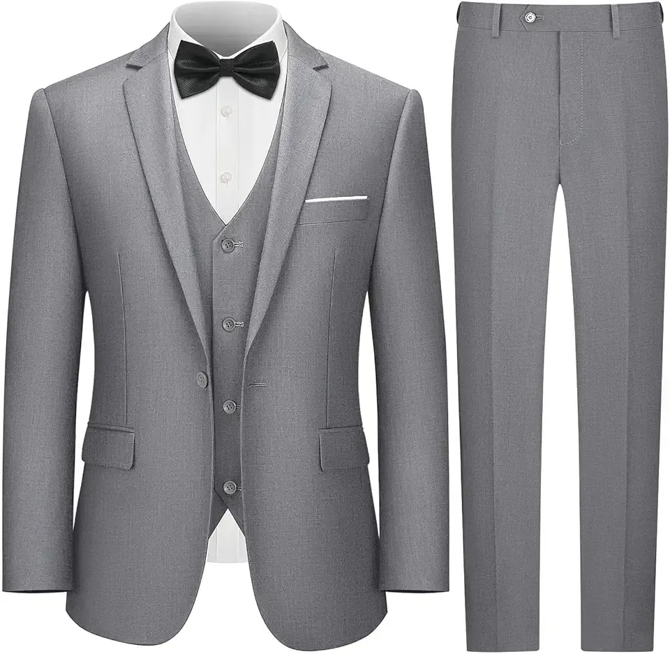 3 Piece Suits for Men,Men's Suit Slim Fit,Business Solid One Button Wedding Tuxedo Blazer Vest Pants Set