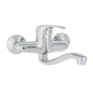 Rubinetto da cucina fisso a s Natu argento cromato lucido DELINIA