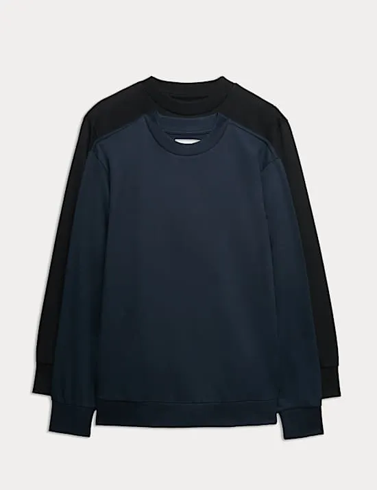 2er-Pack Rundhals-Sweatshirts mit hohem Baumwollanteil