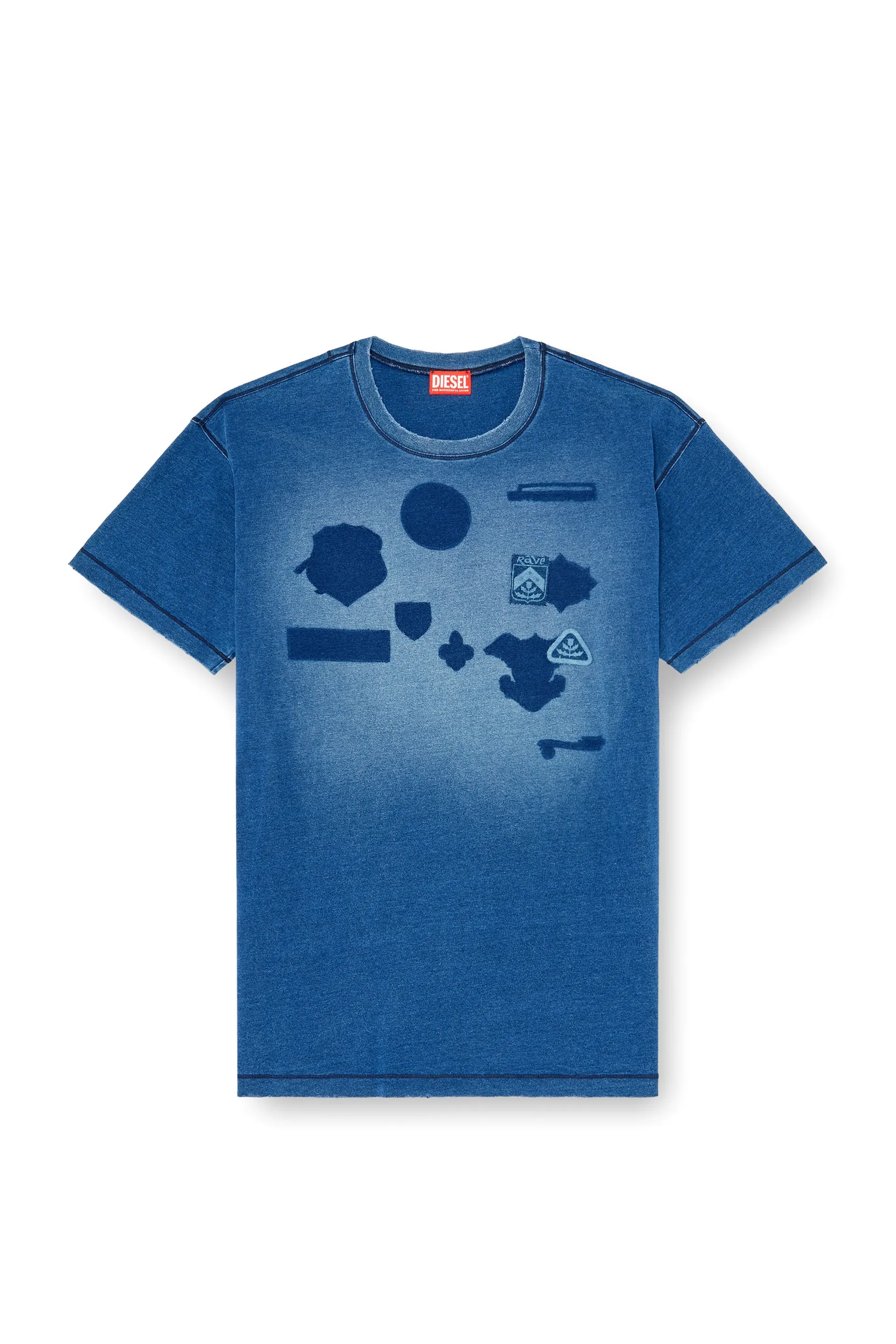 T-shirt with shadow-effect patches