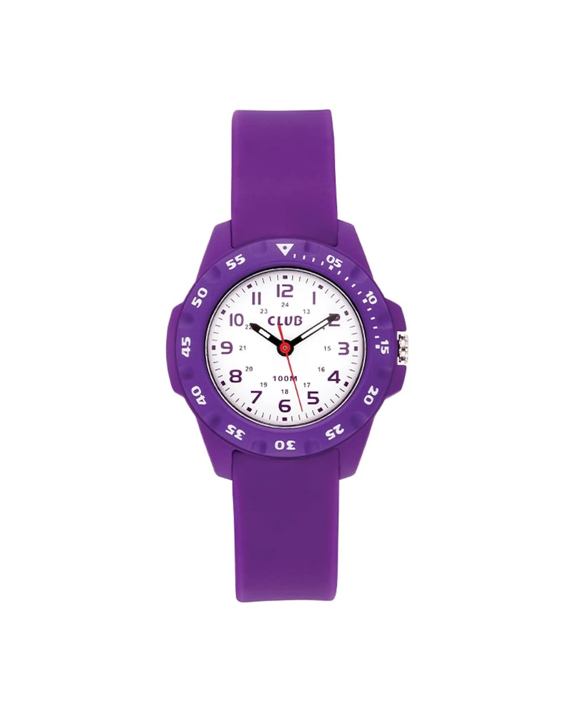 Sport barneklokke med lilla silikon rem (35mm)