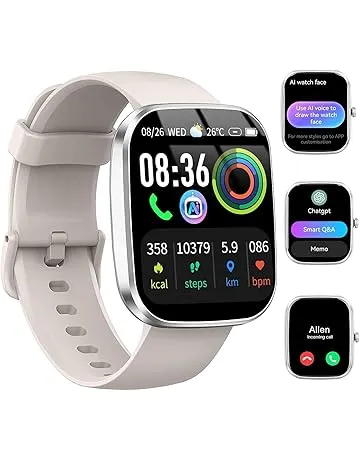 uaue AI Smart Watch with ChatGPT, 1.91" Bluetooth Calling Smartwatch for Men Women, 110+ Fitness Modes Activity Tracker, Heart Rate/Sleep/Calorie Monitor, IP68 Waterproof Step Counter for Android iOS