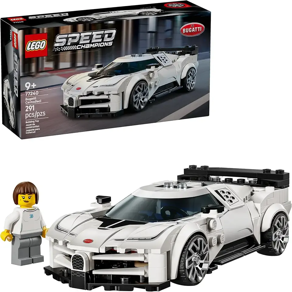 Speed Champions Bugatti Centodieci Hyper Sports Car Toy - Model Kit & Pretend Play Toy for Boys & Girls, Ages 9+ - Italian Model Car Kit for Racing Fans - Gift Idea for Birthdays - 77240