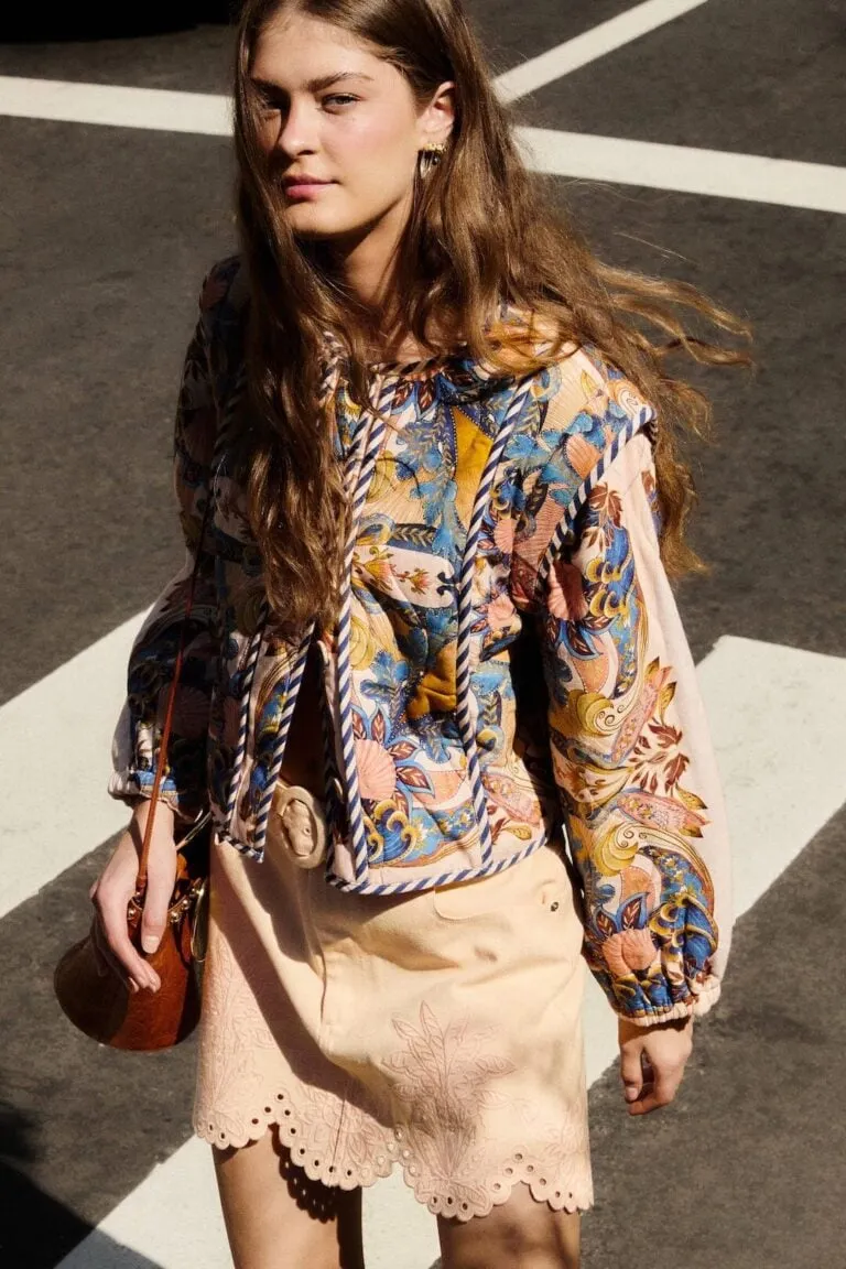 Sea Garden Scarf Buttoned Jacket - Rosa