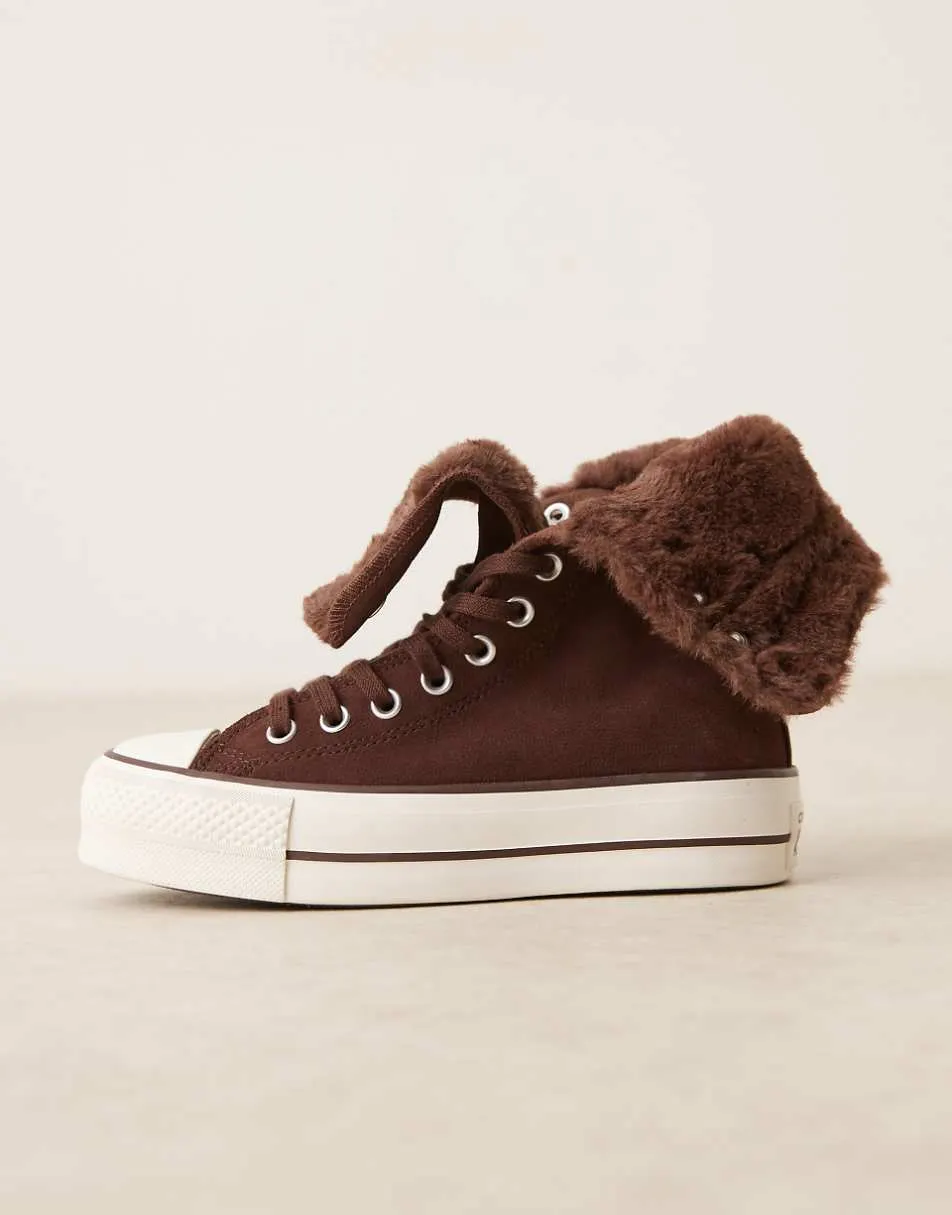 Converse Chuck Taylor All Star Fold Over Lift trainers in brown