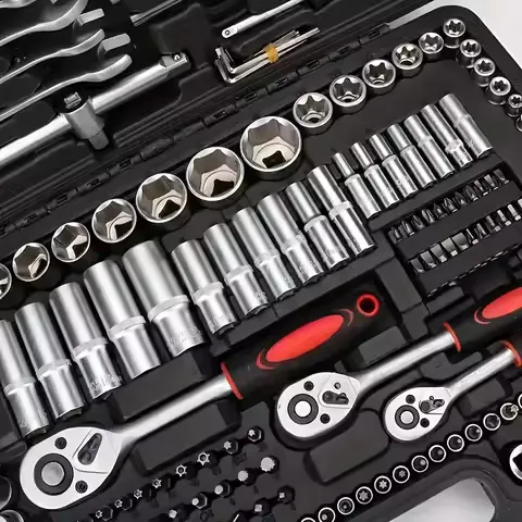 46Pcs Cr-V Steel Socket Wrench Set Professional Ratchet Wrench Bar Sockets With Storage Bag Hand Tools For Auto Household Repair