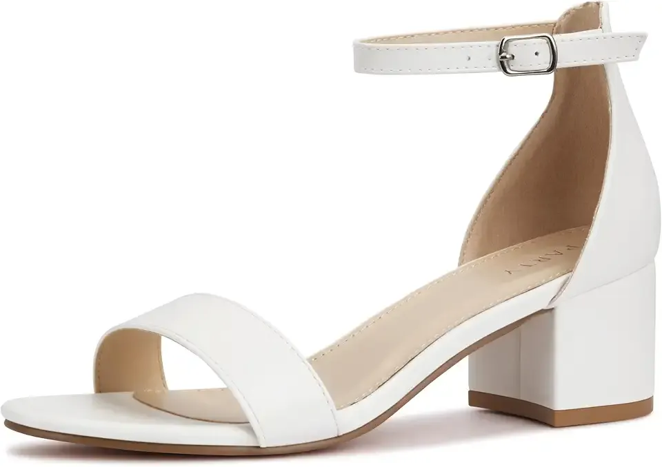 Women's Open Toe Ankle Strap Low Block Chunky Heels Sandals