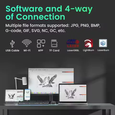 LONGER Smart Laser Cutter & Engraver 20W 10W 5W WiFi Touchscreen 400x400mm DIY Laser Cutting Engraving Machine for 2026 Soccer Gifts Wood Acrylic Leather Metal LightBurn LaserGRBL