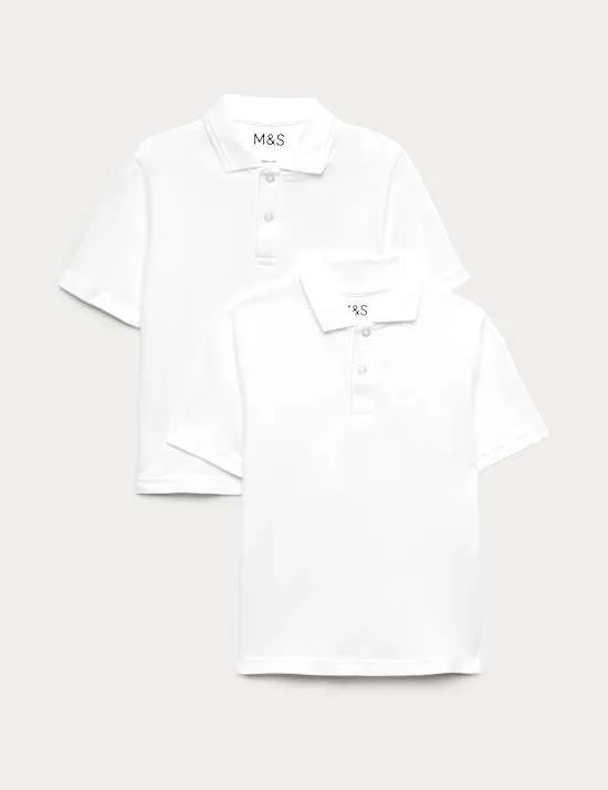 2 Pack Unisex Easy Dressing School Polo Shirts (3-18 Yrs)