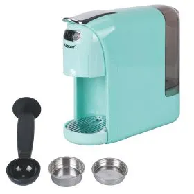 Macchina caffè espresso 3 in 1 a capsule, cialde e polvere, acquamarina, Caffea Kooper