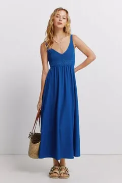 Vestido midi tirantes crochet