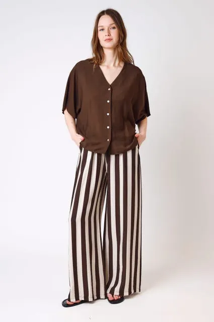 Broek met strepen en elastische tailleboord