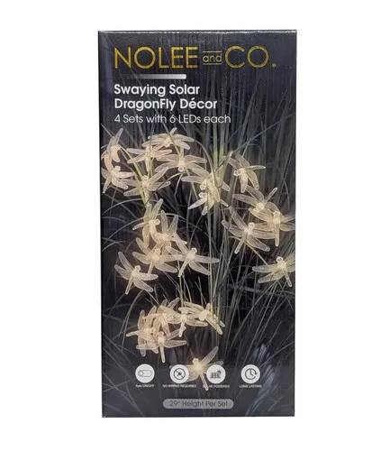Nolee and Co. Swaying Solar DragonFly Décor - Set of 4