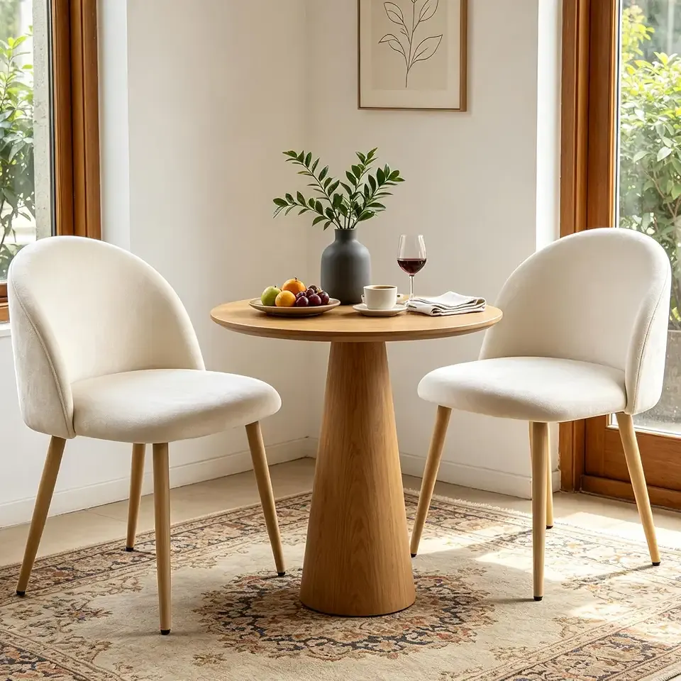 Lightdot Dining Chairs Set of 2, Velvet Living Room Chairs with Padded Seat & Curved Backrest, Mid-Century Modern Kitchen Chairs Accent Chairs for Dining Room, Bedroom, Apartment, Living Space, Beige