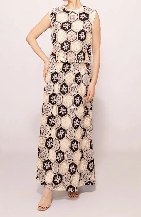 Crochet Detail Sleeveless Maxi Dress