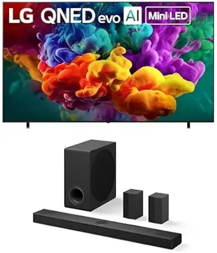LG 100-Inch QNED evo QNED84B Mini LED 4K Smart TV (100QNED84BU, 2026) Bundle S80TR 5.1.3-Ch Soundbar, Dolby Atmos, Dolby Vision, Wow Orchestra, WOWCAST, Rear Speakers, Wireless Subwoofer