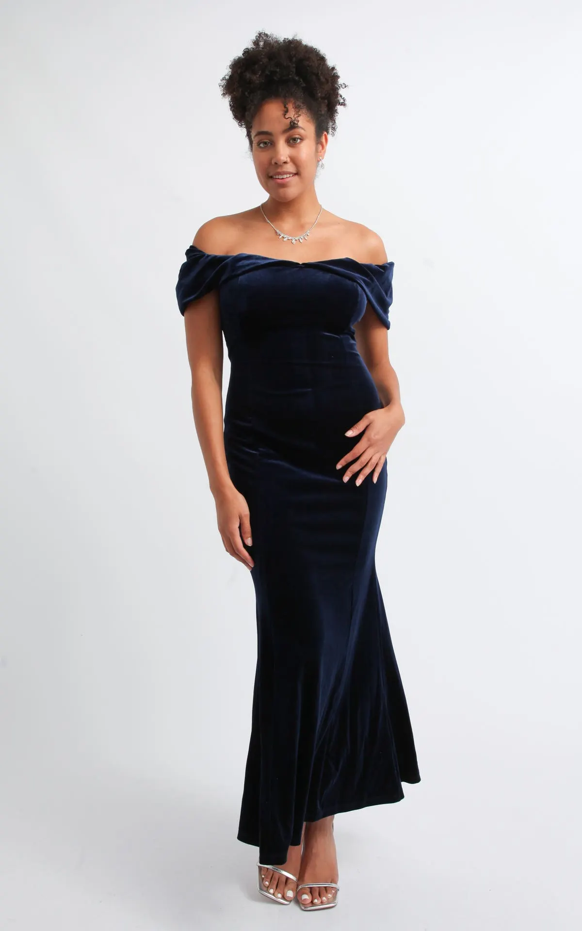Cold Shoulder Velvet Gown