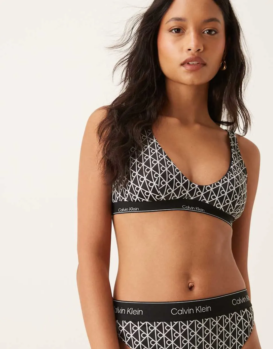 Calvin Klein monogram bralette bikini top in black