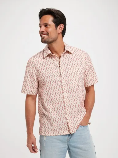 Just Jeans Short Sleeve Boxy Mosaic Dobby