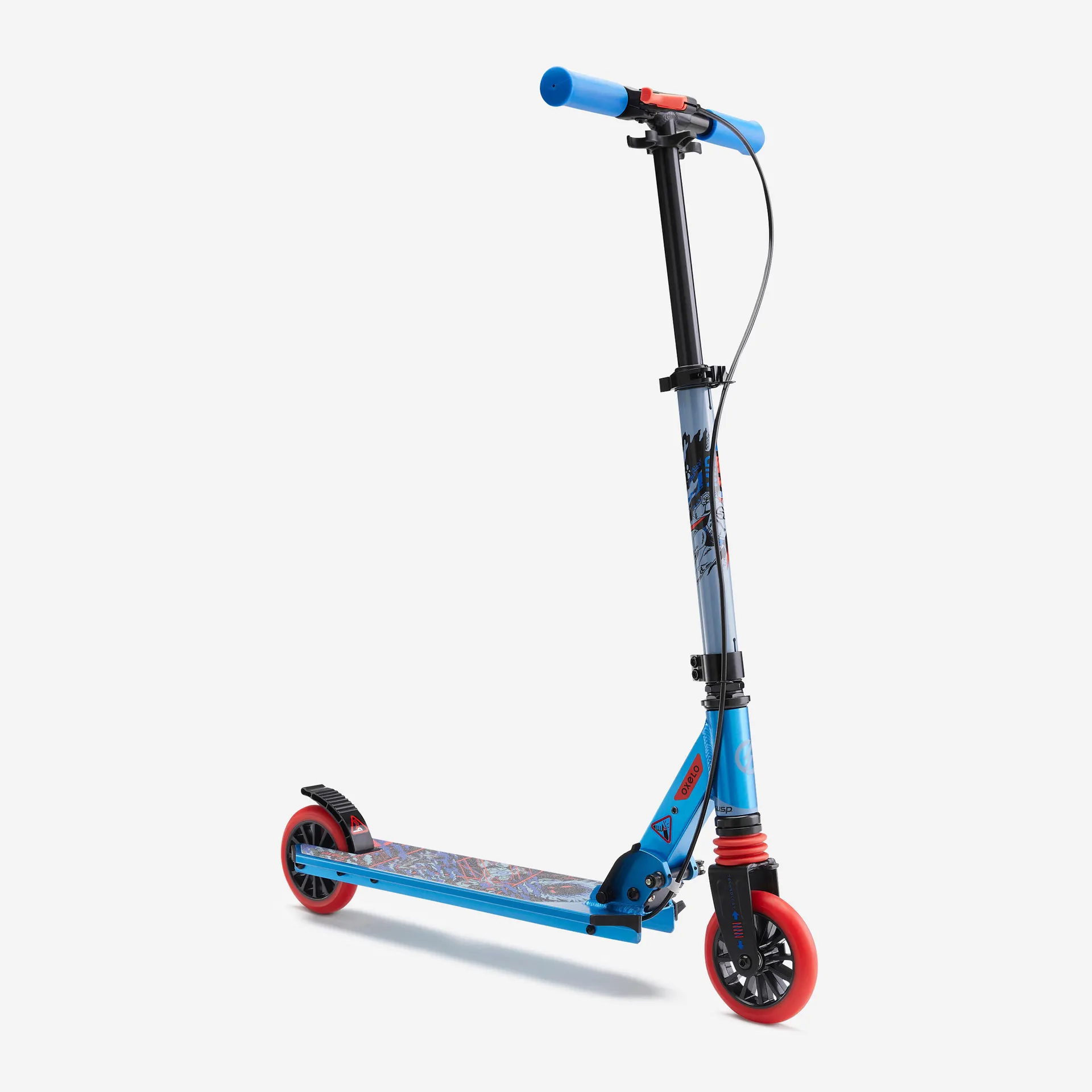 OXELO Dětská koloběžka s brzdou na řídítkách a odpružením MID 5