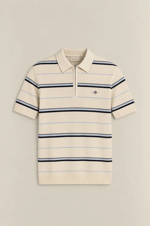 Stripet Zip Polo Genser