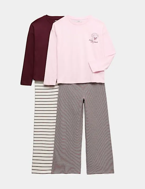 2 Pack Graphic Striped Pyjama Sets (6-16 Yrs)