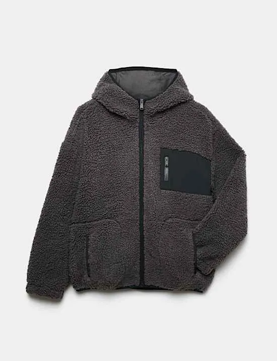 Jacke aus Teddy-Fleece mit durchgehendem Reißverschluss (6–16 Jahre)