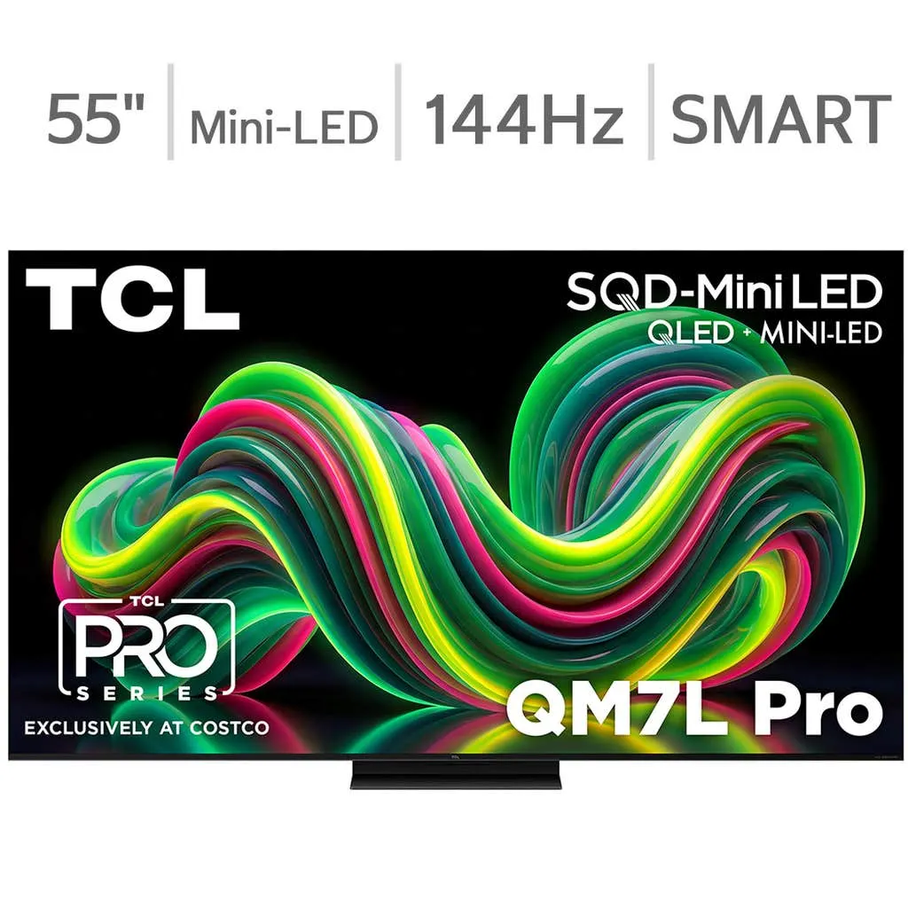 TCL 55" Class - QM7L Pro Series - 4K UHD SQD-Mini LED Smart TV - Allstate 3-Year Protection Plan Bundle Included for 5 Years of Total Coverage*