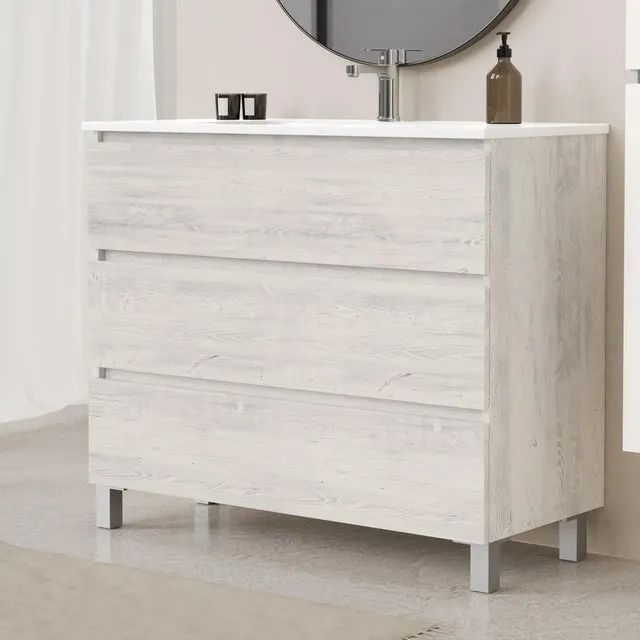 Mueble de baño con lavabo Espacio roble gris 100x46 cm