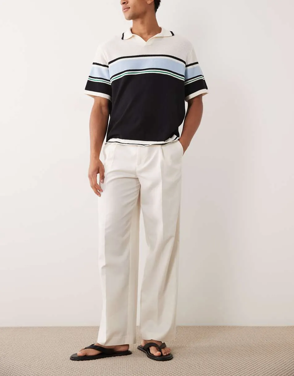 ASOS DESIGN summer cotton smart wide leg trousers in white