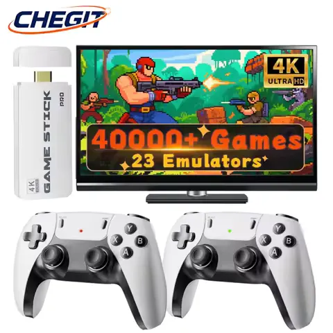New M15 4K TV Game Stick Video Game Console 64G Built in 3/40000 Games Wireless Controller Gamepad Retro Handheld Game Console
