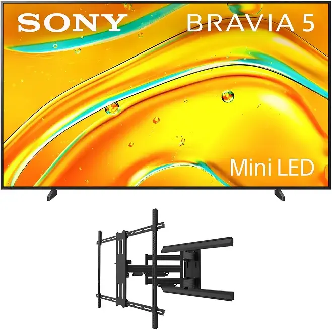 Sony K98XR50 98 Inch Bravia Mini LED 4K HDR TV with a Kanto PMX800 Full Motion Dual Stud Mount (2025)