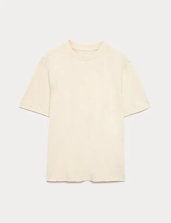 T-Shirt mit hohem Leinenanteil in bequemer Passform