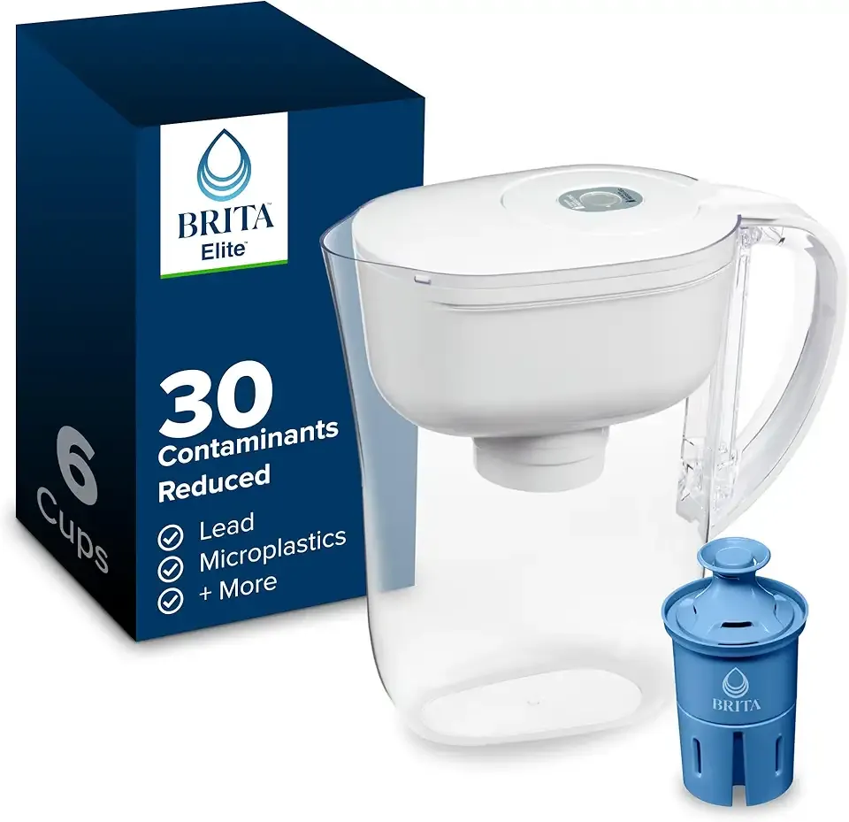 Brita Water Pitcher, Metro Elite Filter, Removes 99% of Lead, Includes 1 Filter, 6-Cup Capacity, White