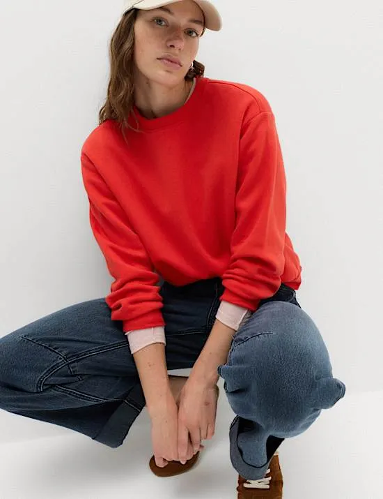 Sweatshirt mit rundem Ausschnitt und hohem Baumwollanteil