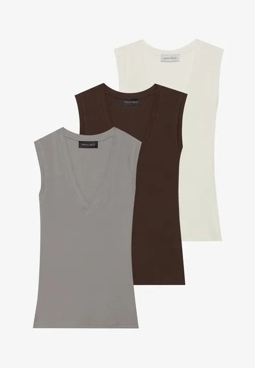 3 PACK - Topper - gray/coconut milk/coffee bean