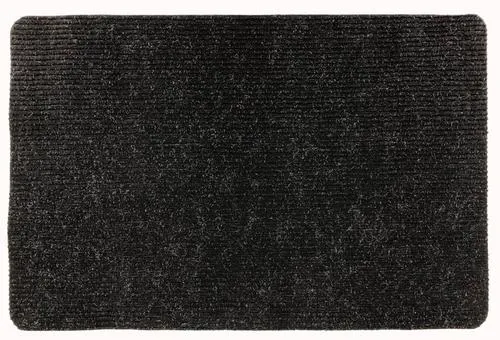 Black 18" x 28" Ribbed Door Mat