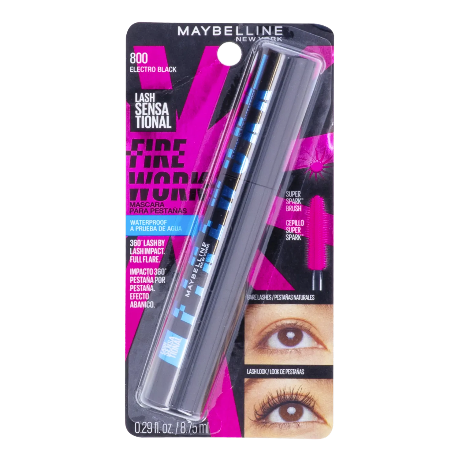 Máscara De Pestañas Lash Sensational Fire Work Electro Black Waterproof MAYBELLINE 8,75 Ml