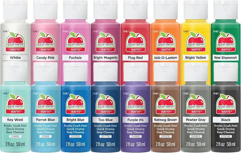 Apple Barrel, Vibrant Spectrum Collection Acrylic Craft Paint, Promoabiii, each, 16 assorted matte colors, 2 Fl Oz, 16 Count