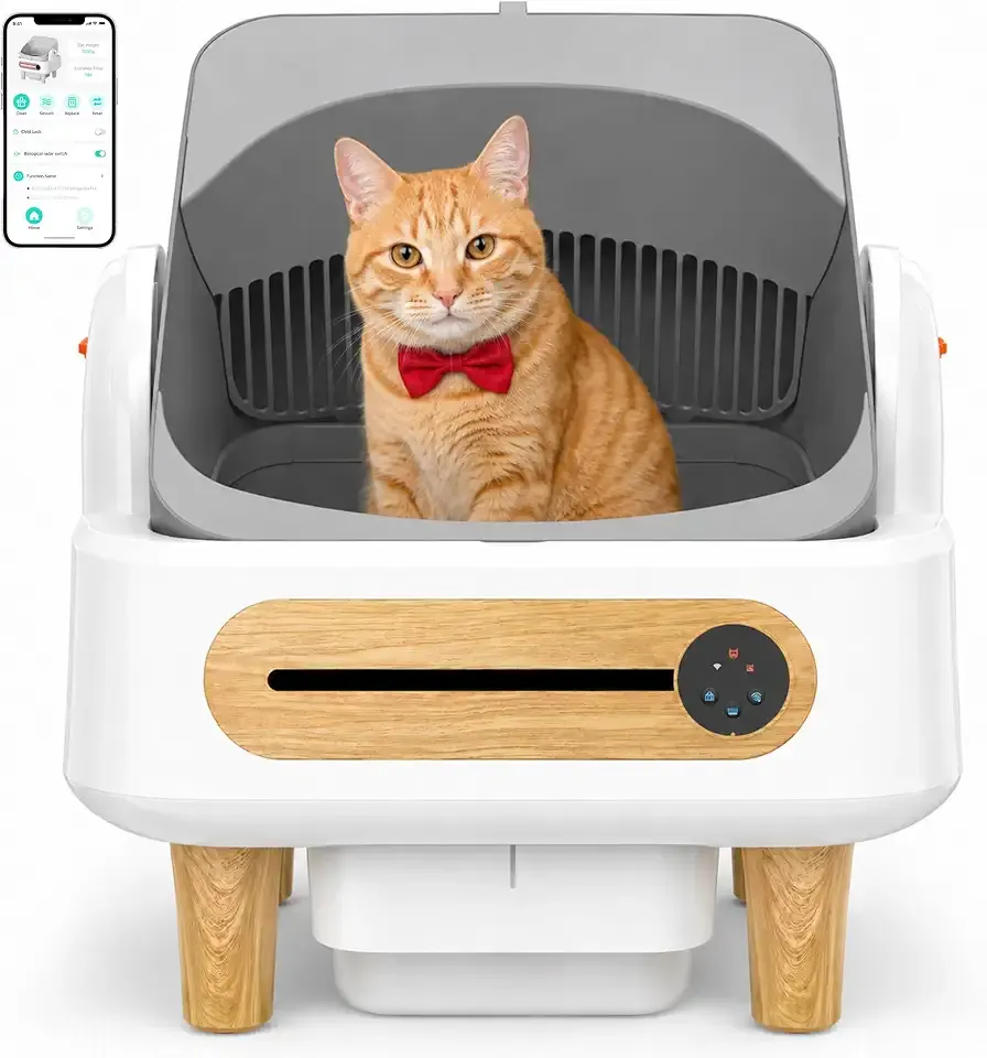Self Cleaning Litter Box, Automatic Cat Litter Box, App Control (White)