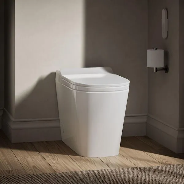 KOHLER Leap 12 in. Rough In One-Piece 1.0/1.28 GPF Dual Flush Elongated Smart Bidet Toilet in White with Warm Air Drying