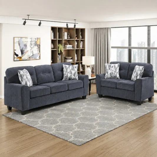 Vival 37" Sofa with Loveseat by Homelegance - Blue