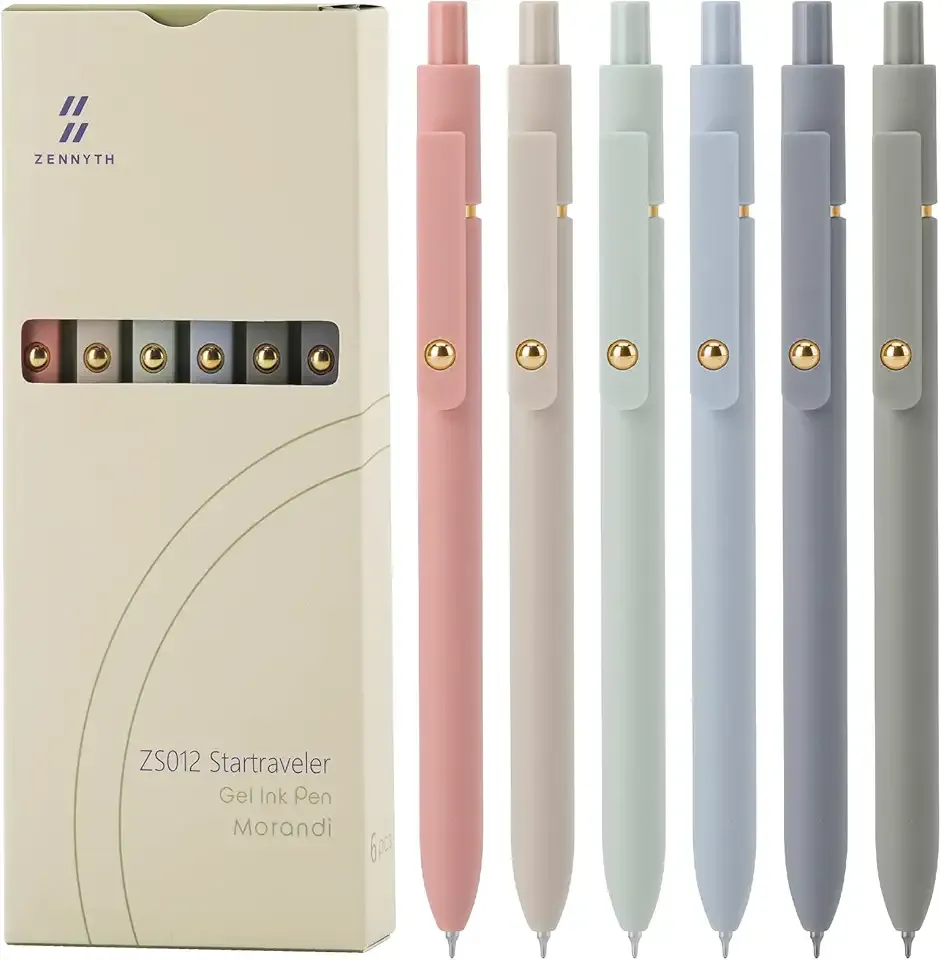 Ddaowanx Gel Pens, 6 Pcs 0.5mm Quick Dry Black Ink Pens Fine Point Smooth Writing Pens, Cute Office School Supplies Gifts for Women